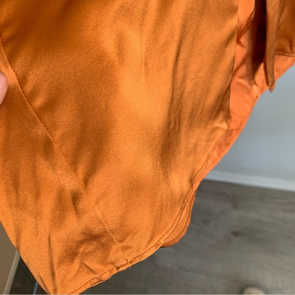 NICHOLAS ORANGE SILK MIDI SKIRT - Picture 9 of 16